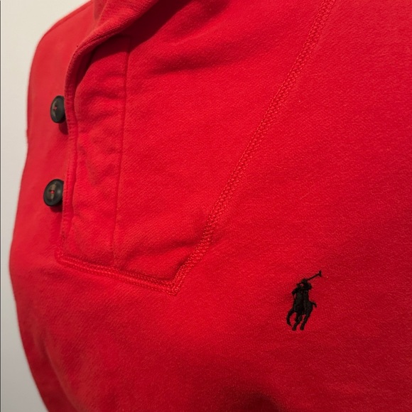 Red Polo Ralph Lauren Button-Up Zip High Neck Turtleneck Pullover Sweater - Picture 3 of 8